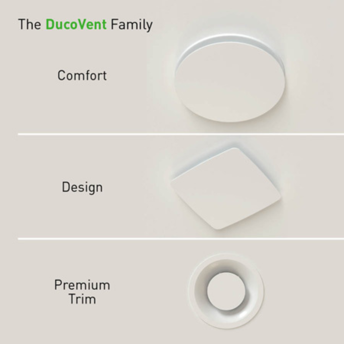 The DucoVent Family - Smart inlet and outlet valves The DucoVent Family - Smart inlet and outlet valves